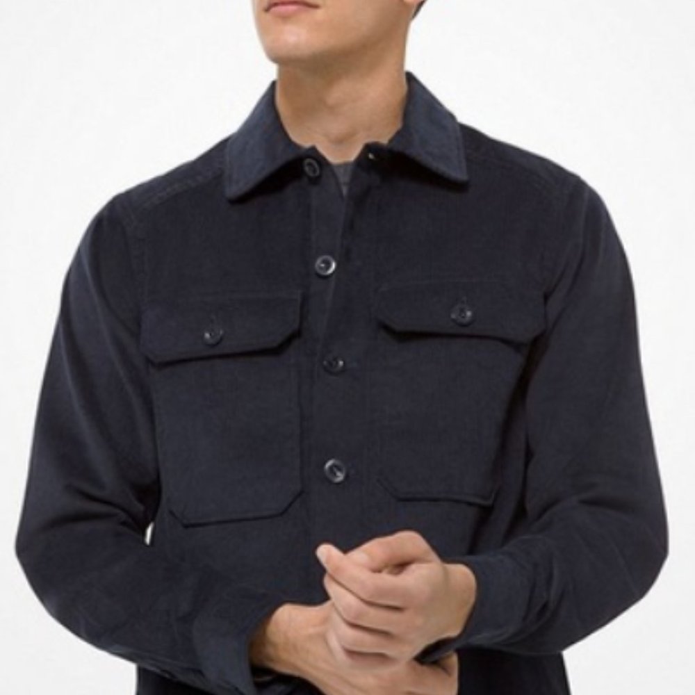 Michael Kors Mens Curdoroy Trucker Shirt - Navy Blue - Medium & Large - Picture 2 of 10